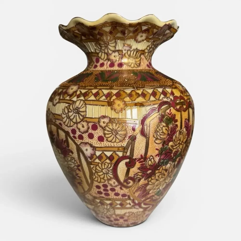 Vintage Oriental Hand-Painted Porcelain Vase